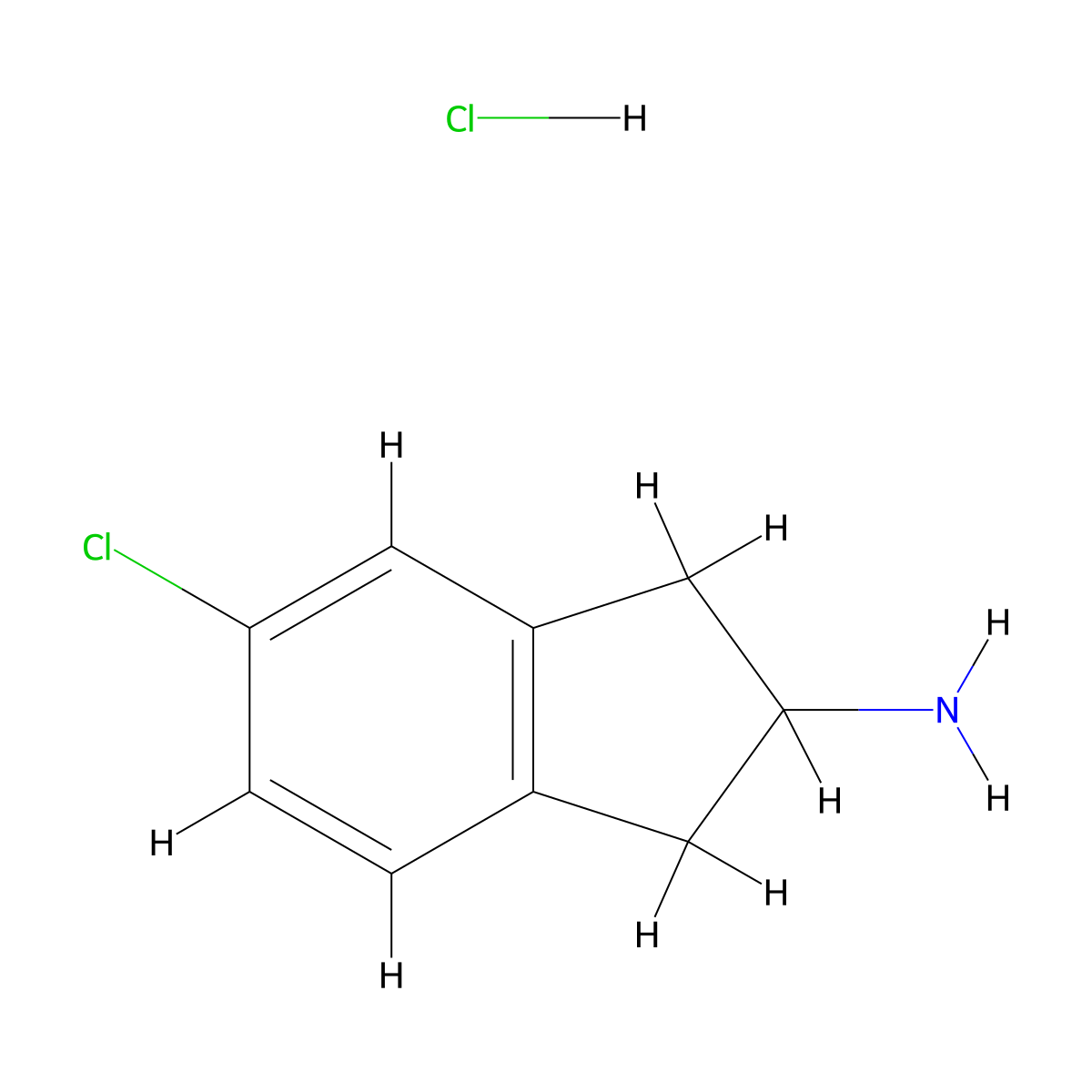 5-chloro-2,3-dihydro-1H-inden-2-amine hydrochloride molecular structure, CAS 73536-86-4