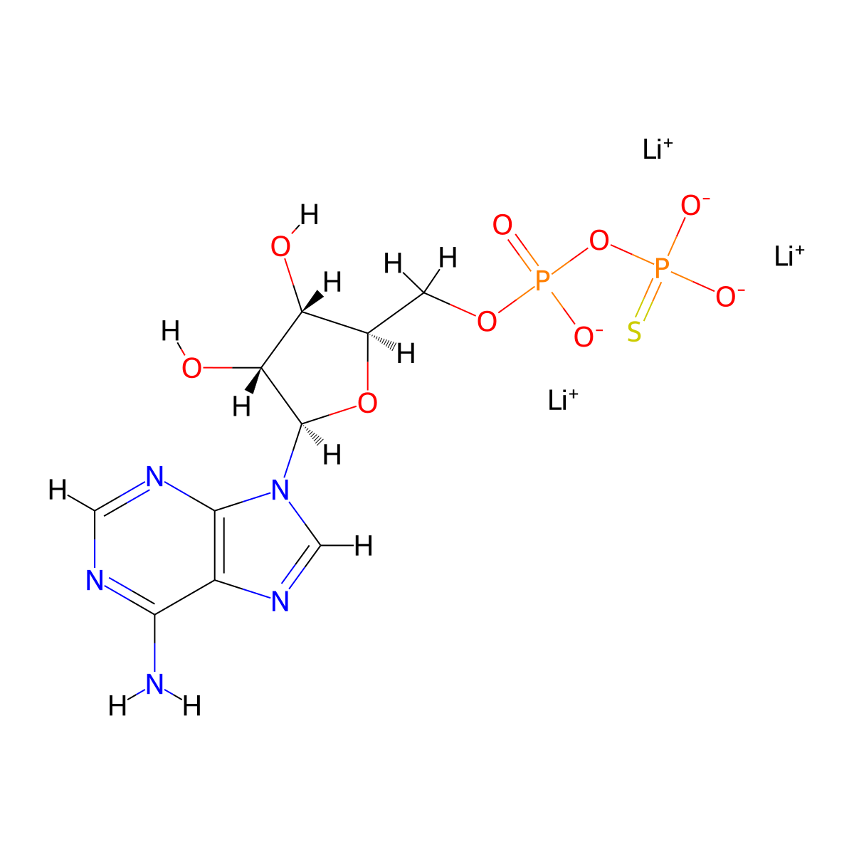 trilithium;[(2R,3S,4R,5R)-5-(6-aminopurin-9-yl)-3,4-dihydroxyoxolan-2-yl]methyl dioxidophosphinothioyl phosphate molecular structure, CAS 73536-95-5