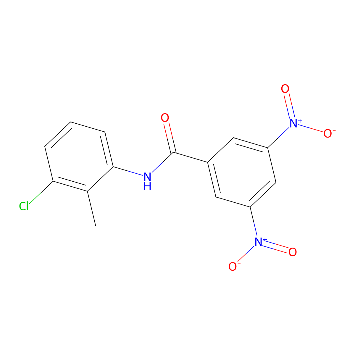N-(3-chloro-2-methylphenyl)-3,5-dinitrobenzamide molecular structure, CAS 73544-78-2