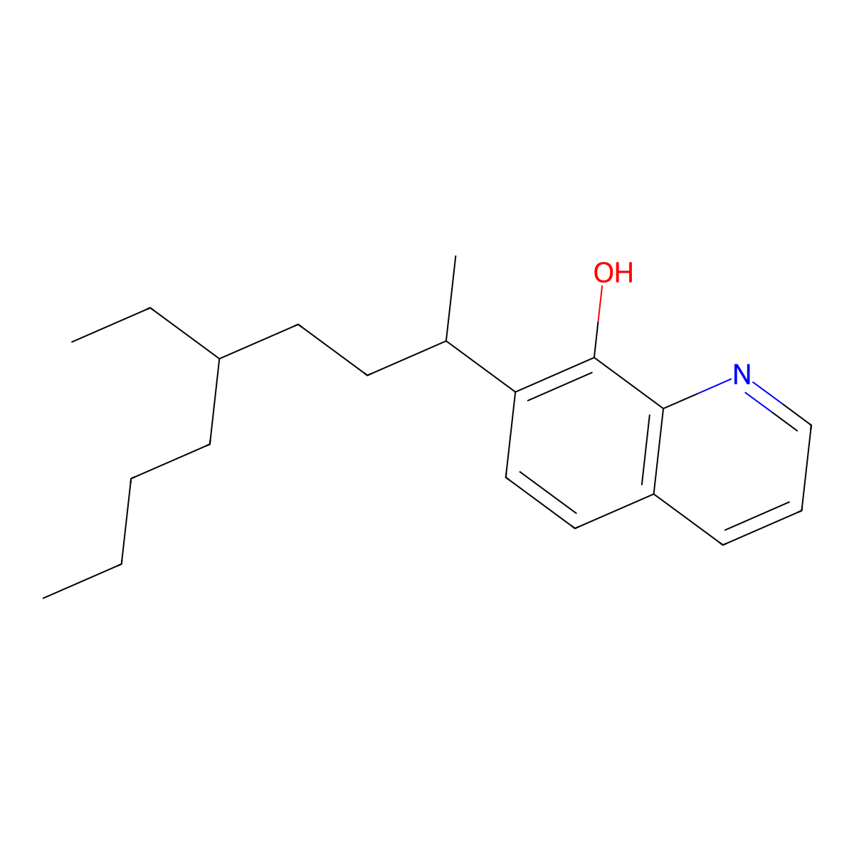 8-Quinolinol, 7-(4-ethyl-1-methyloctyl)- molecular structure, CAS 73545-11-6
