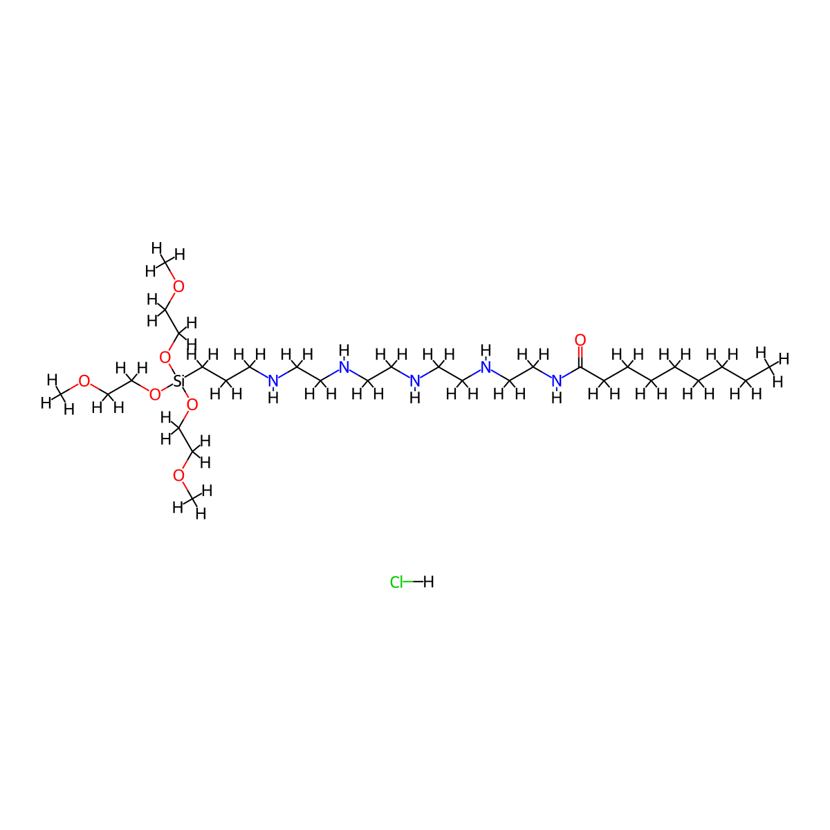 Nonanamide, N-(16,16-bis(2-methoxyethoxy)-17,20-dioxa-3,6,9,12-tetraaza-16-silaheneicos-1-yl)-, hydrochloride (1:1) molecular structure, CAS 73545-23-0