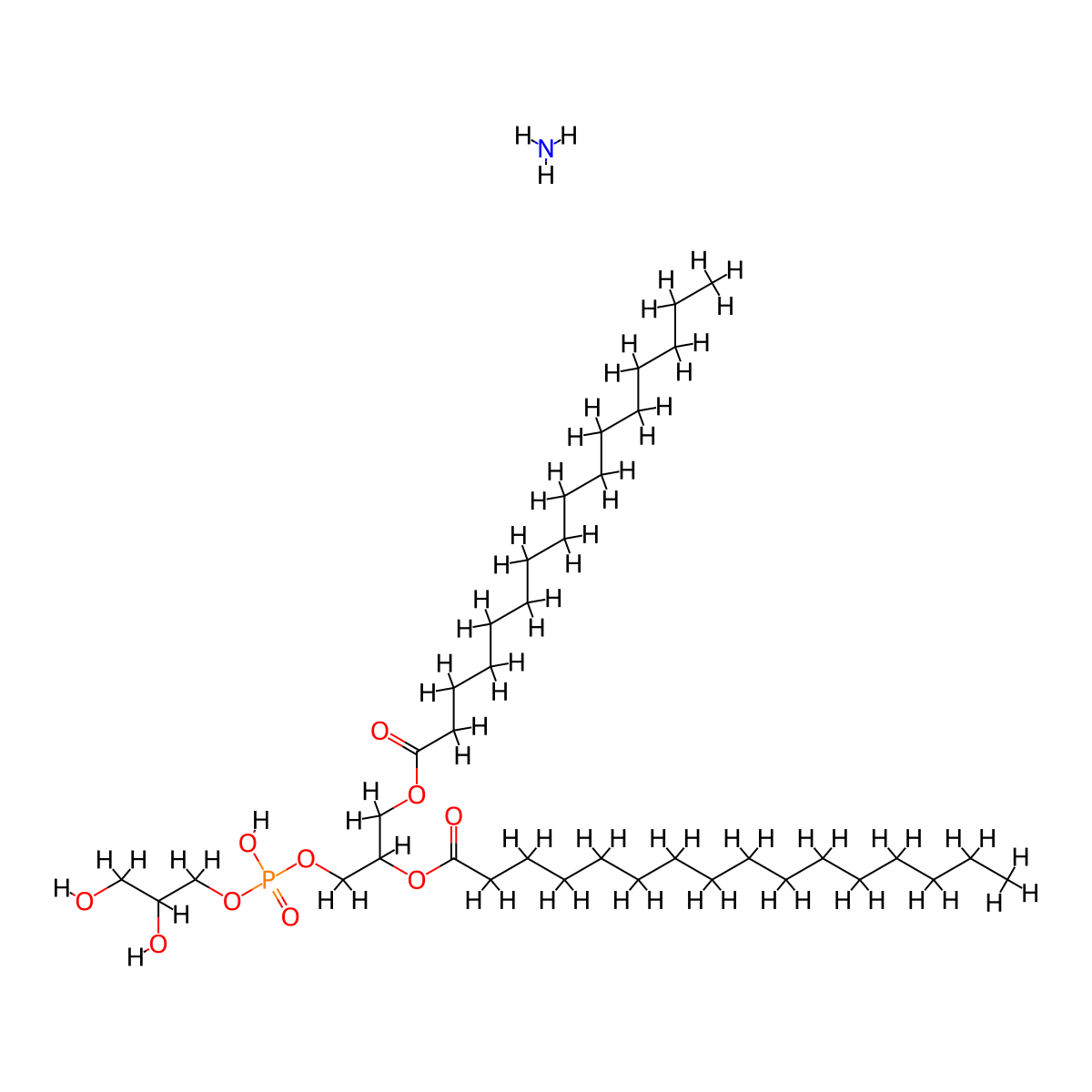 1,2-Dihexadecanoyl-rac-glycero-3-phospho-rac-(1-glycerol) ammonium salt molecular structure, CAS 73548-70-6