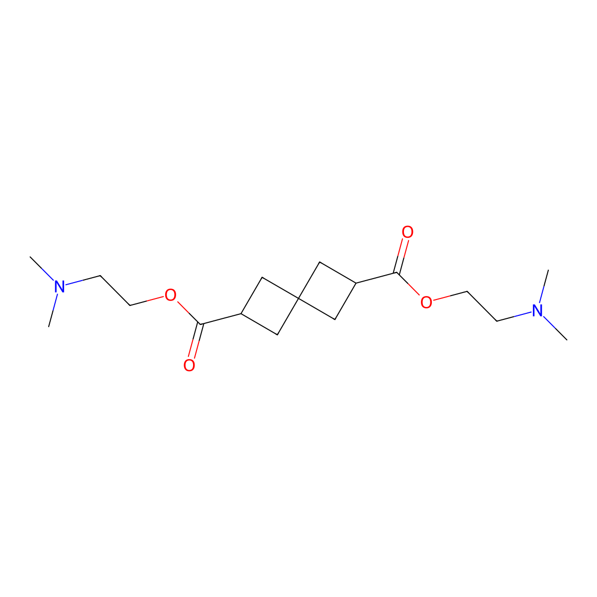 Bis[2-(dimethylamino)ethyl] spiro[3.3]heptane-2,6-dicarboxylate molecular structure, CAS 7355-17-1