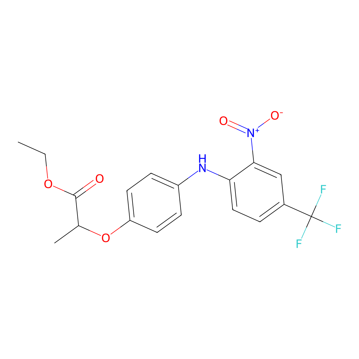 Ethyl 2-[4-[2-nitro-4-(trifluoromethyl)anilino]phenoxy]propanoate molecular structure, CAS 73553-87-4
