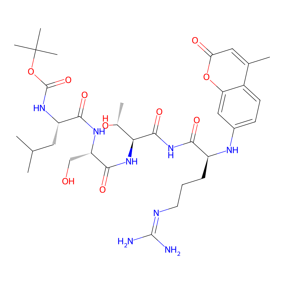 Boc-leucyl-seryl-threonyl-arginine-4-methylcoumaryl-7-amide molecular structure, CAS 73554-93-5