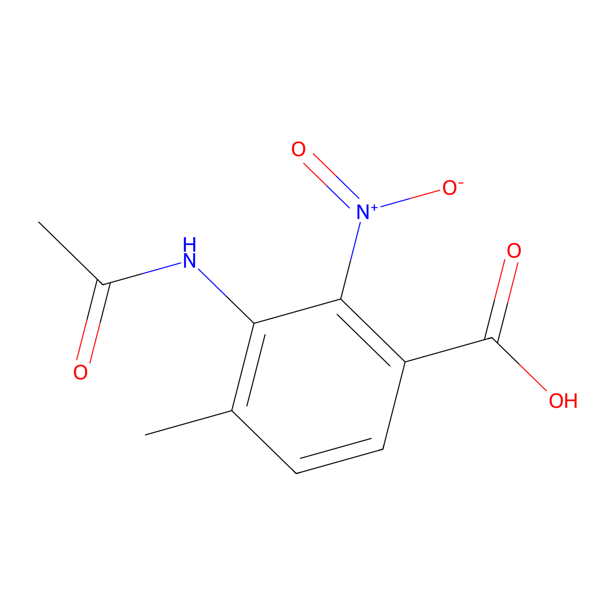 3-Acetamido-4-methyl-2-nitrobenzoic acid molecular structure, CAS 7356-52-7