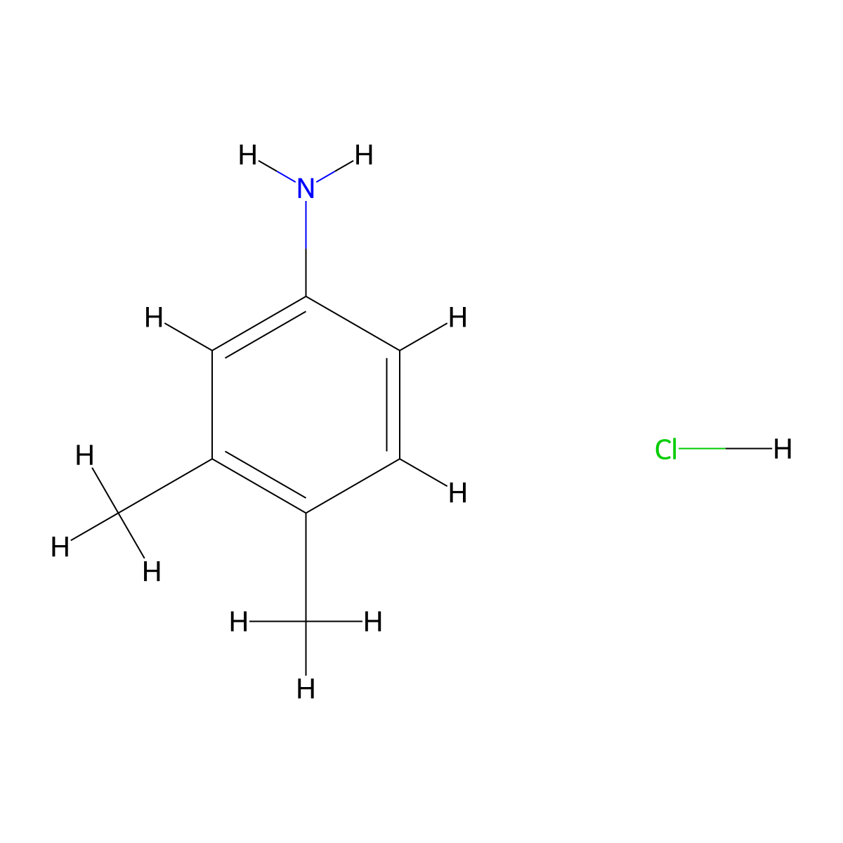 3,4-Dimethylaniline hydrochloride molecular structure, CAS 7356-54-9