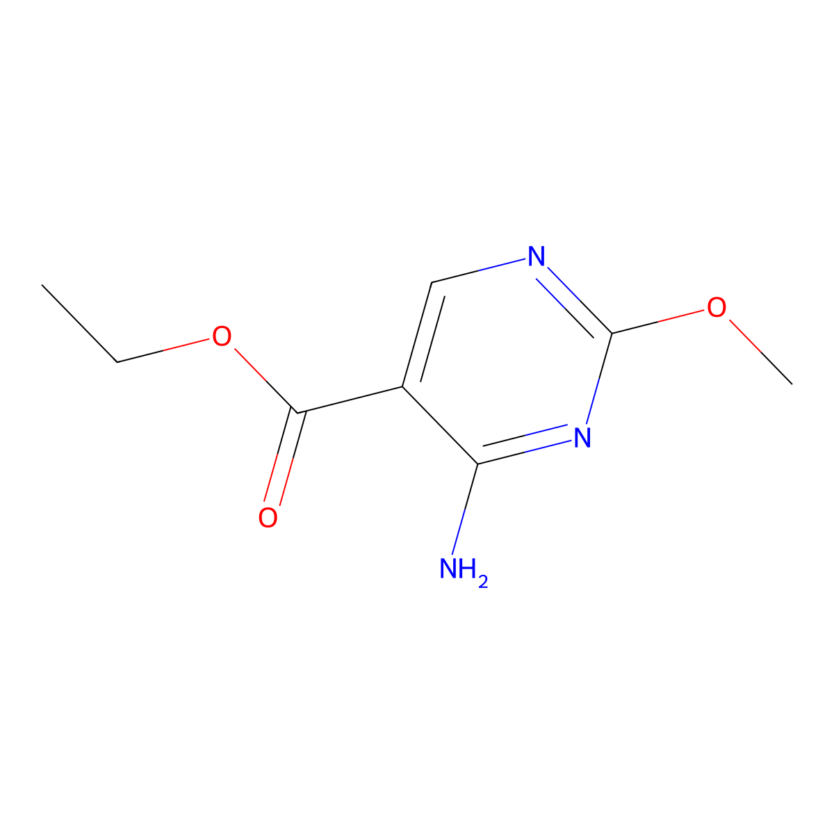 Ethyl 4-amino-2-methoxypyrimidine-5-carboxylate molecular structure, CAS 7356-61-8