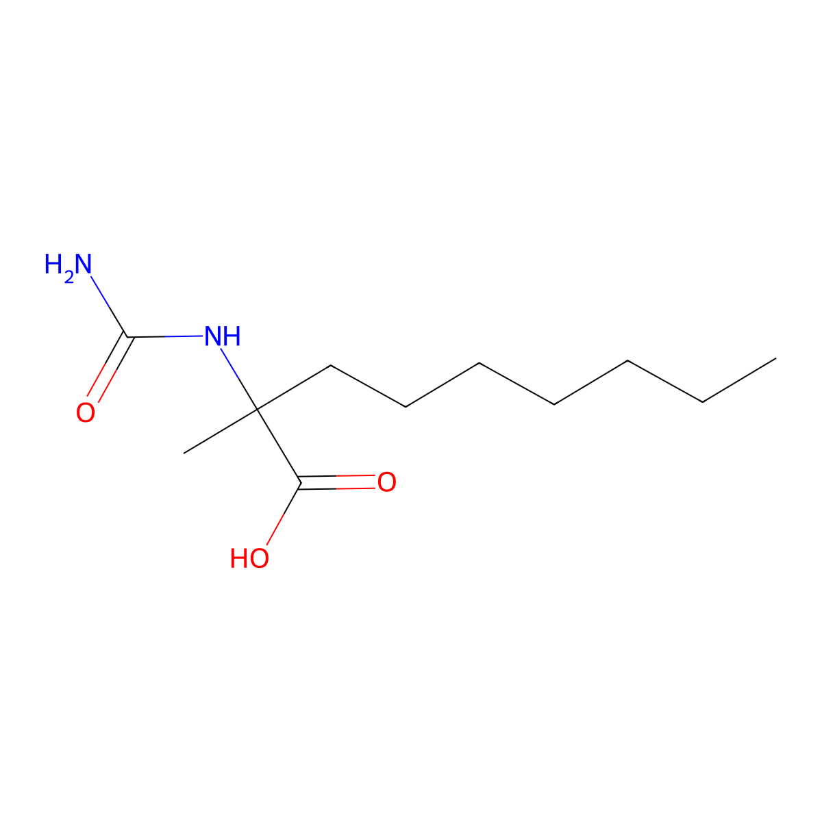 2-(Carbamoylamino)-2-methylnonanoic acid molecular structure, CAS 7357-74-6
