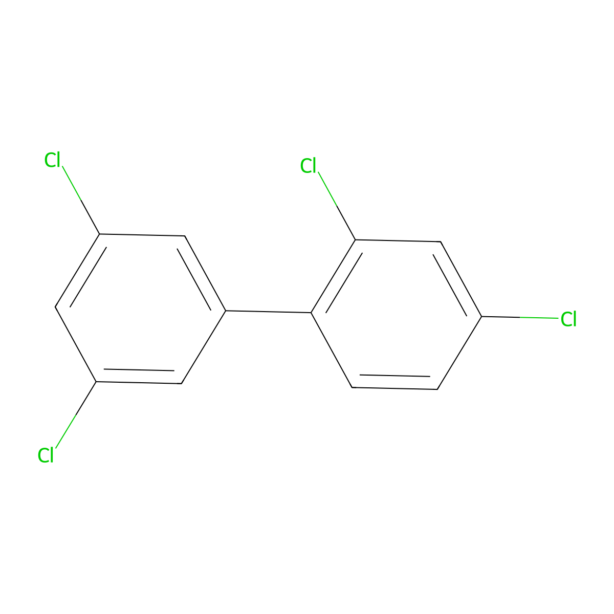2,3',4,5'-Tetrachlorobiphenyl molecular structure, CAS 73575-52-7