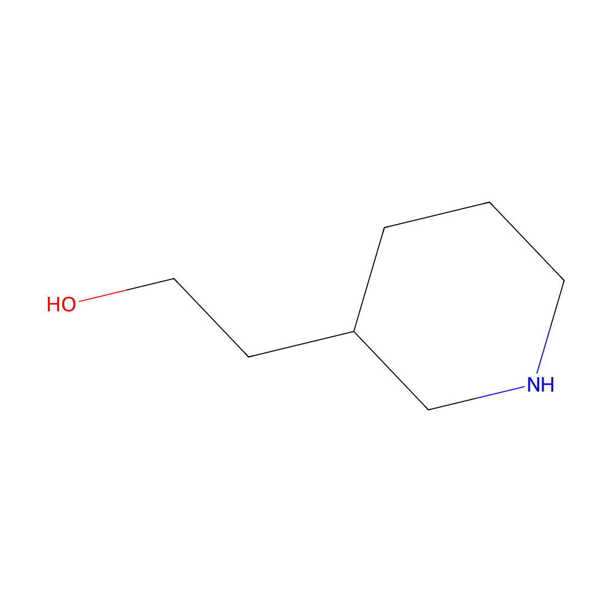3-Piperidineethanol molecular structure, CAS 73579-06-3