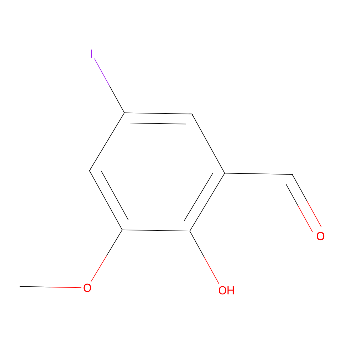 2-Hydroxy-5-iodo-3-methoxybenzaldehyde molecular structure, CAS 7359-14-0