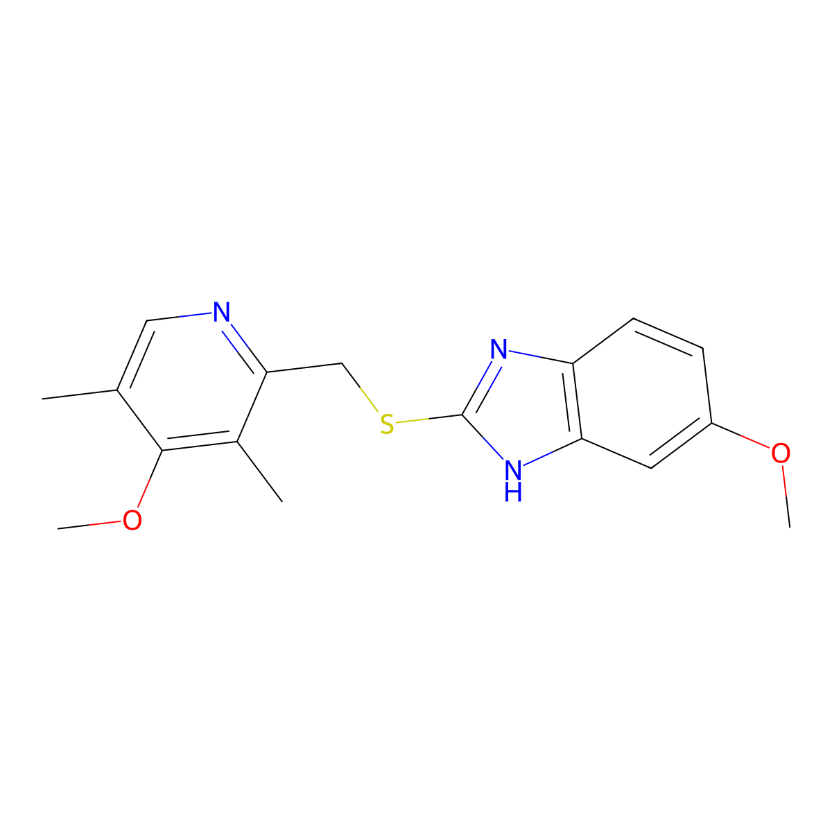 Omeprazole sulfide molecular structure, CAS 73590-85-9
