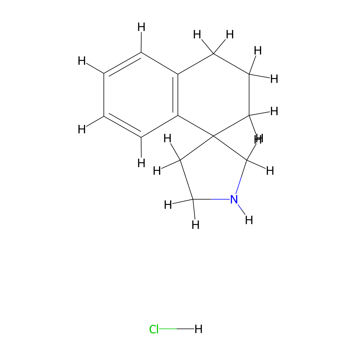3,4-Dihydro-2H-spiro[naphthalene-1,3'-pyrrolidine] hydrochloride molecular structure, CAS 73593-94-9