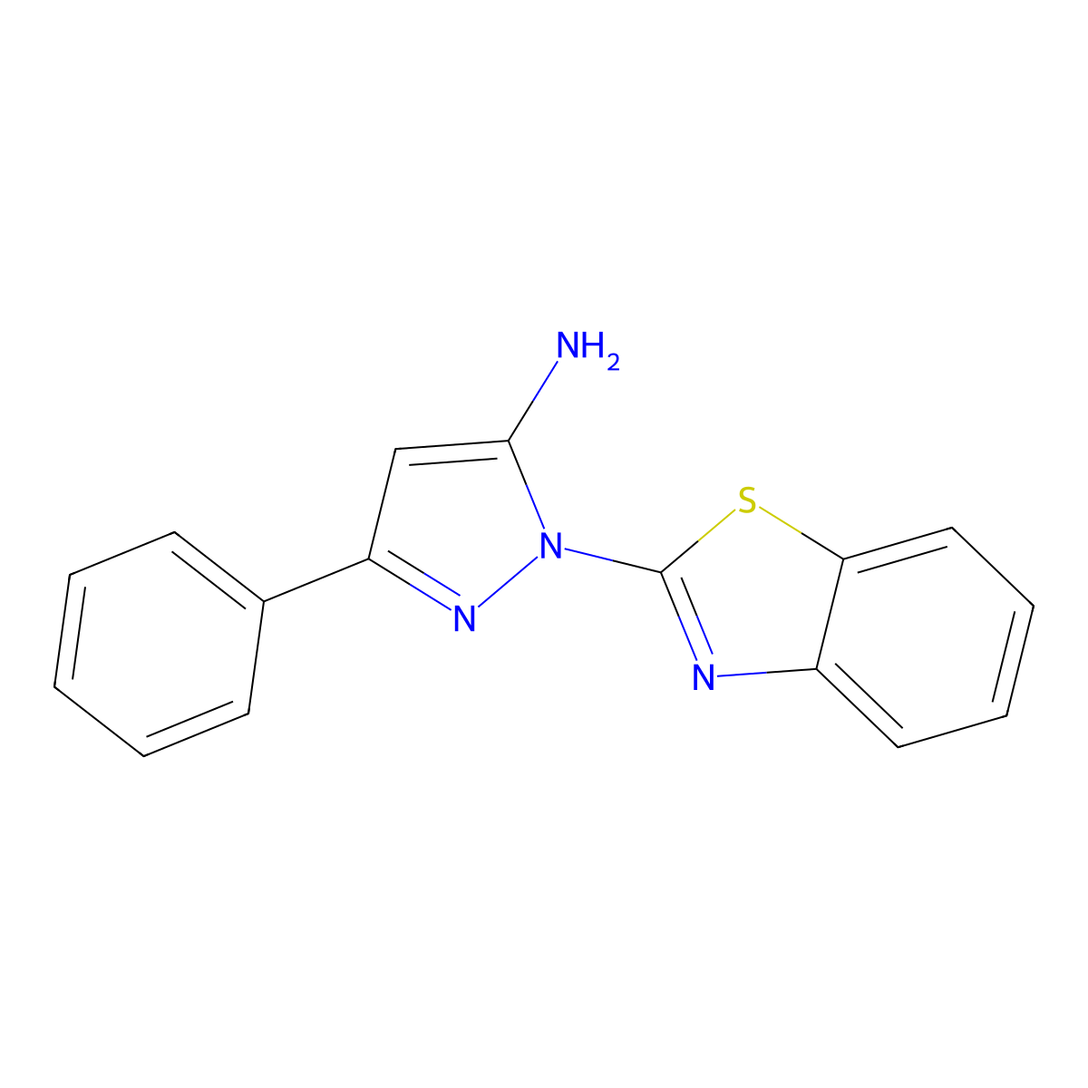 1-(1,3-Benzothiazol-2-yl)-3-phenyl-1H-pyrazol-5-amine molecular structure, CAS 73599-33-4