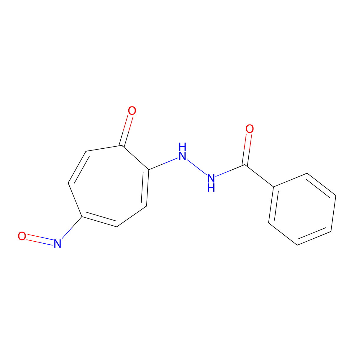 Benzoic acid, 2-(4-nitroso-7-oxo-1,3,5-cycloheptatrien-1-yl)hydrazide molecular structure, CAS 736-25-4