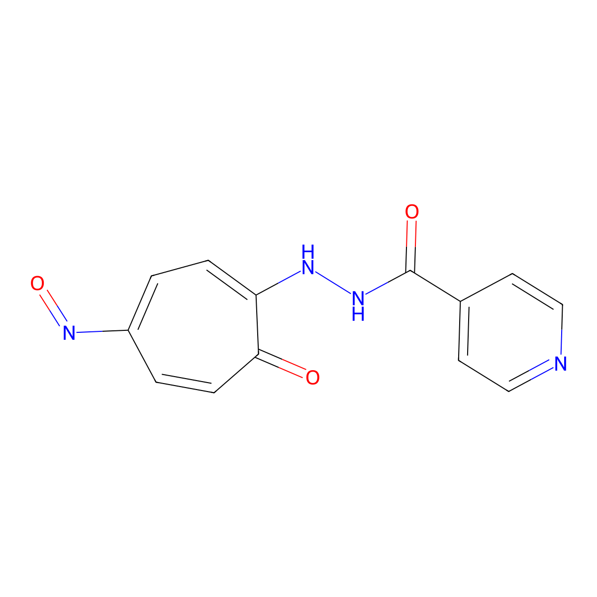 2-Isonicotinoylhydrazino-5-nitrosotropone molecular structure, CAS 736-26-5