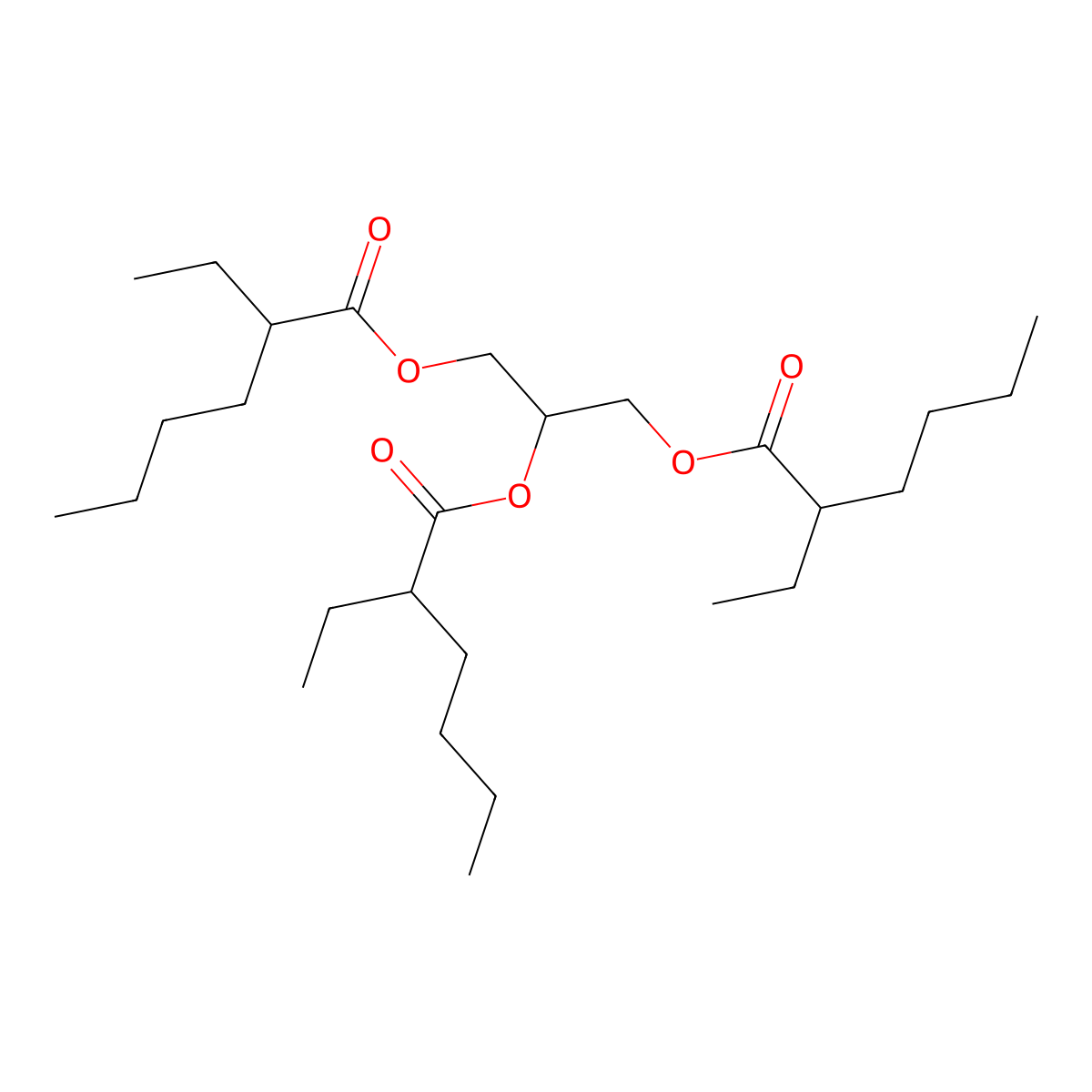 Glyceryl tri(2-ethylhexanoate) molecular structure, CAS 7360-38-5