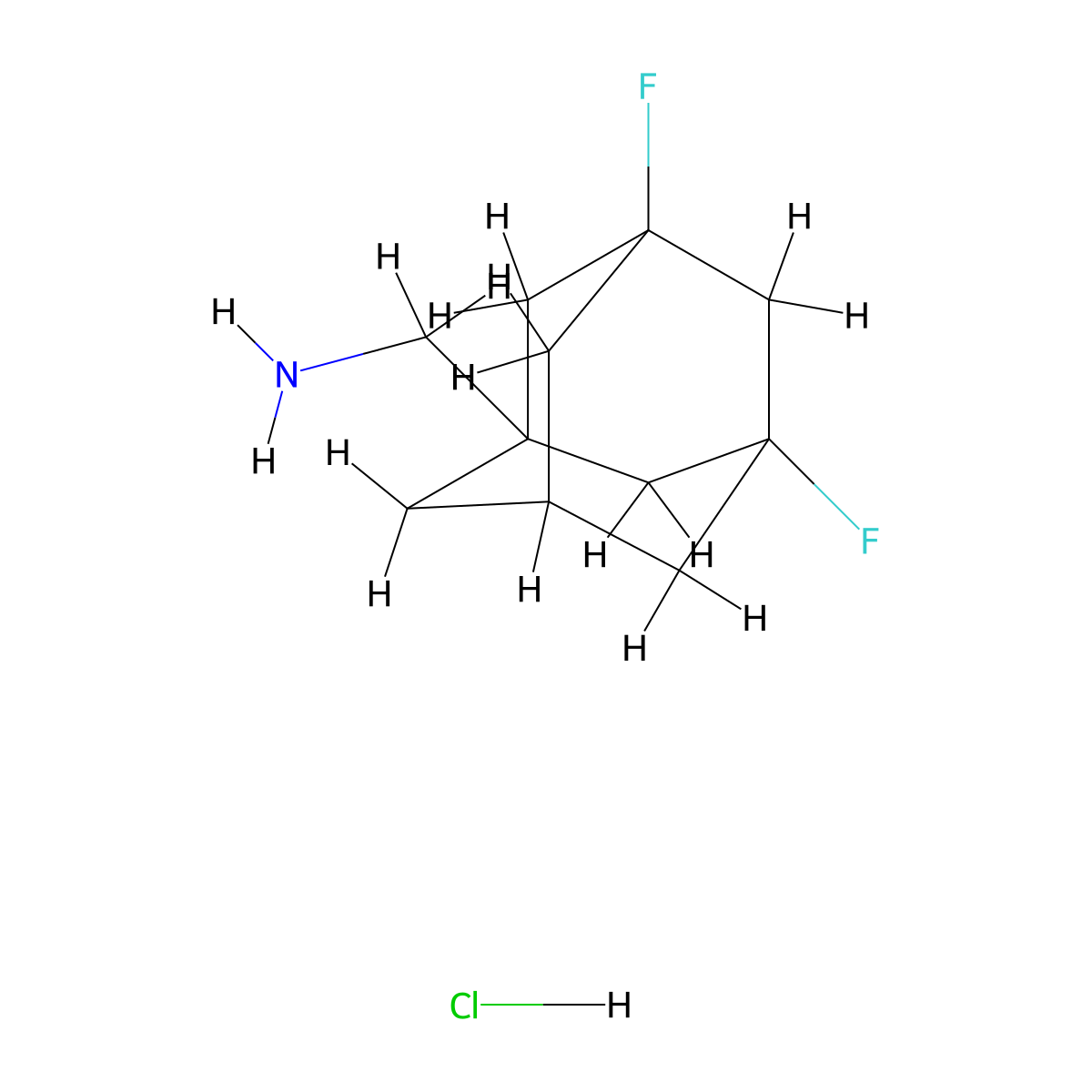 1-(3,5-Difluoroadamantan-1-yl)methanamine hydrochloride molecular structure, CAS 73600-35-8