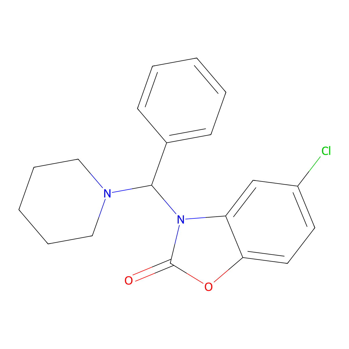 2(3H)-Benzoxazolone, 5-chloro-3-(phenyl-1-piperidinylmethyl)- molecular structure, CAS 73603-54-0