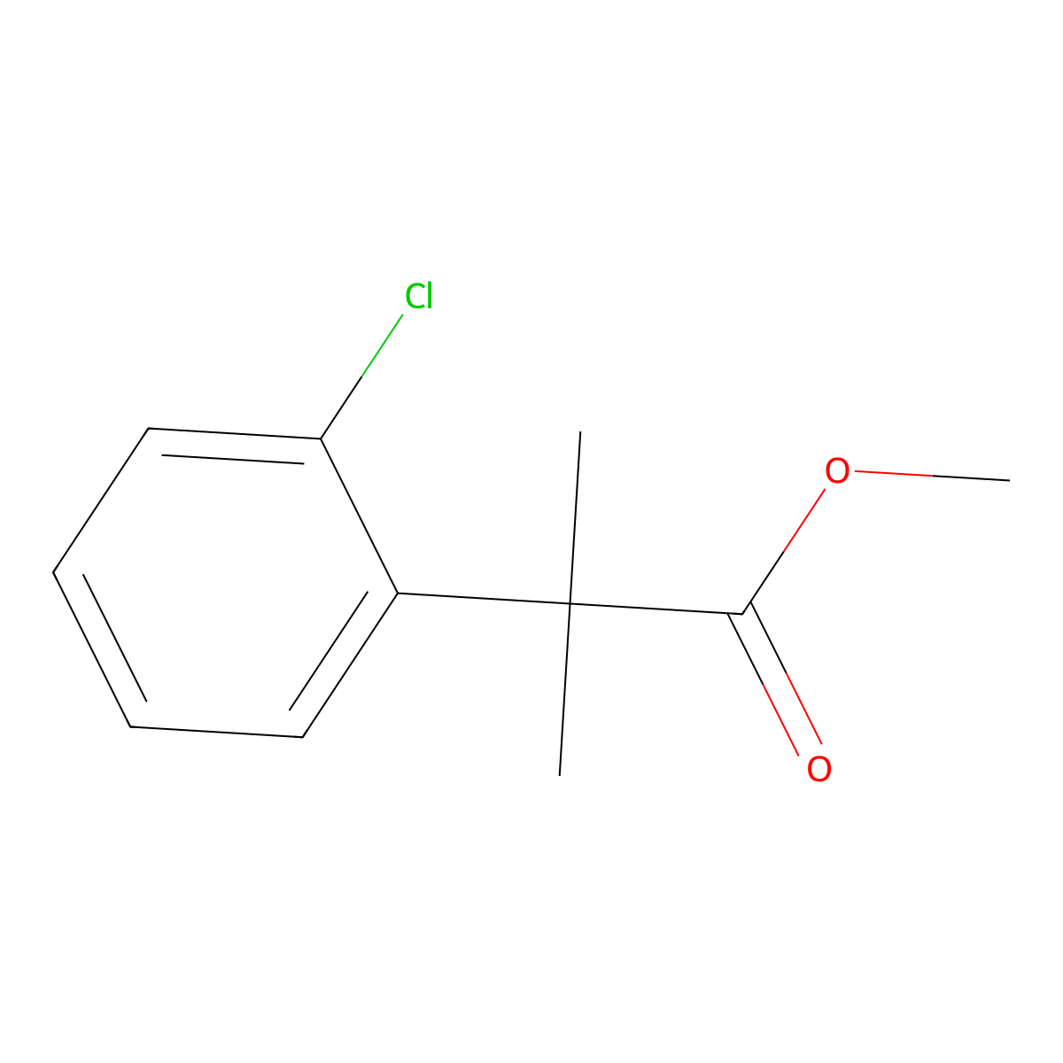 Methyl 2-(2-chlorophenyl)-2-methylpropanoate molecular structure, CAS 736055-19-9