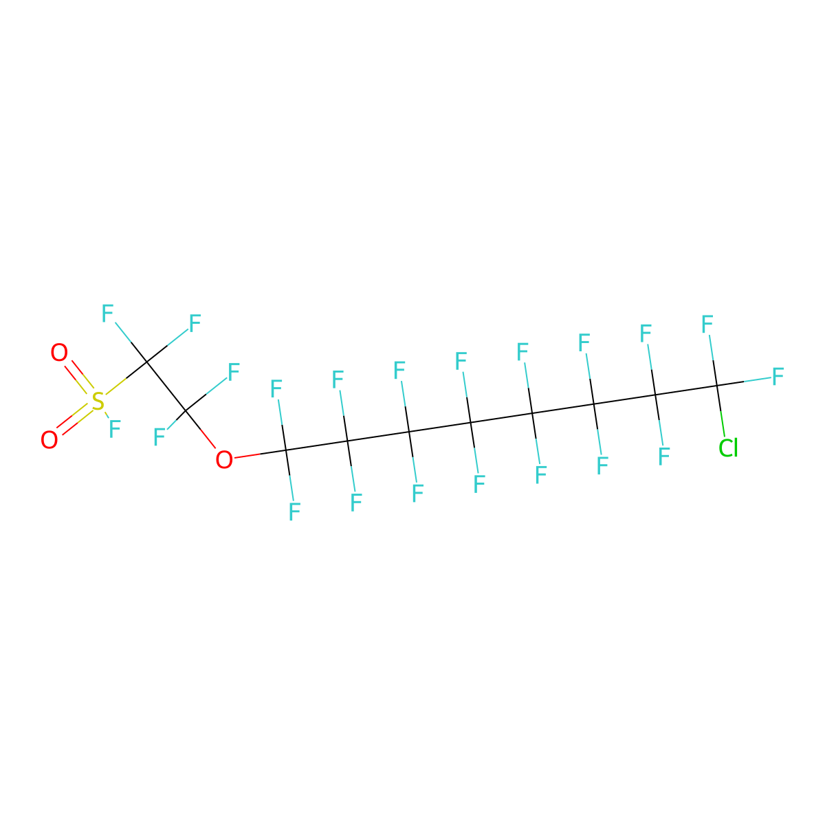 2-[(8-Chloro-1,1,2,2,3,3,4,4,5,5,6,6,7,7,8,8-hexadecafluorooctyl)oxy]-1,1,2,2-tetrafluoroethanesulfonyl fluoride molecular structure, CAS 73606-15-2
