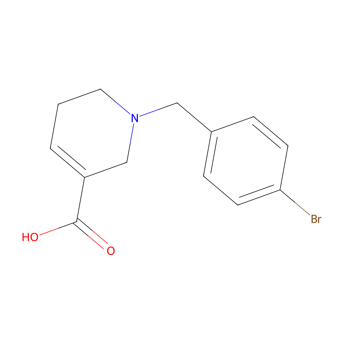 1-[(4-Bromophenyl)methyl]-1,2,5,6-tetrahydro-3-pyridinecarboxylic acid molecular structure, CAS 736090-13-4