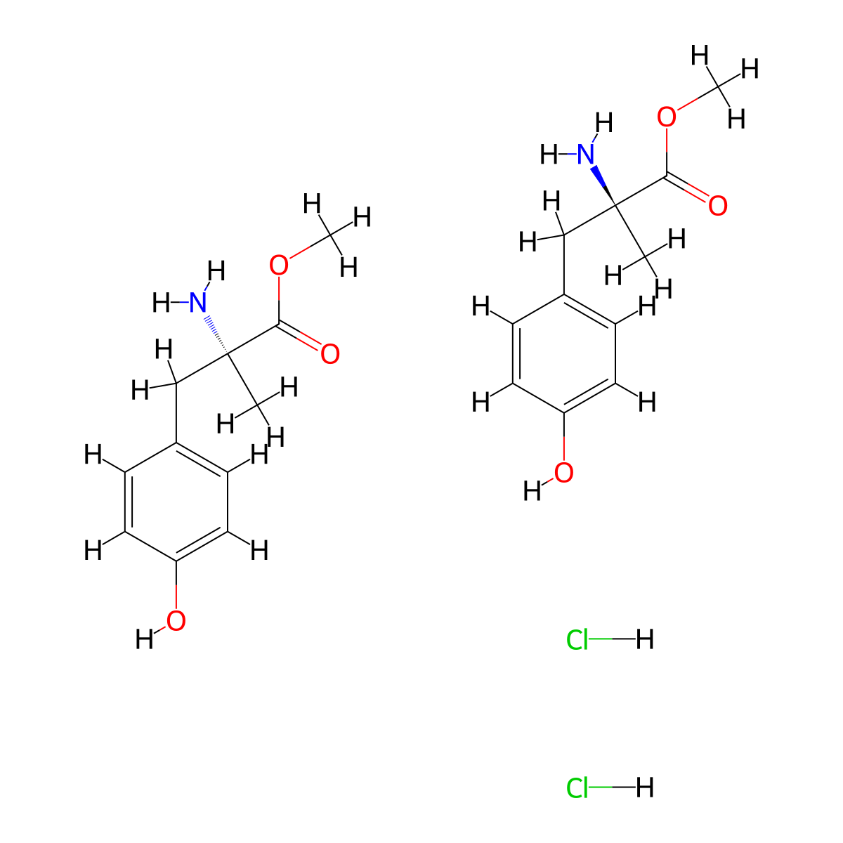 Tyrosine, alpha-methyl-, methyl ester, hydrochloride (1:1) molecular structure, CAS 7361-31-1