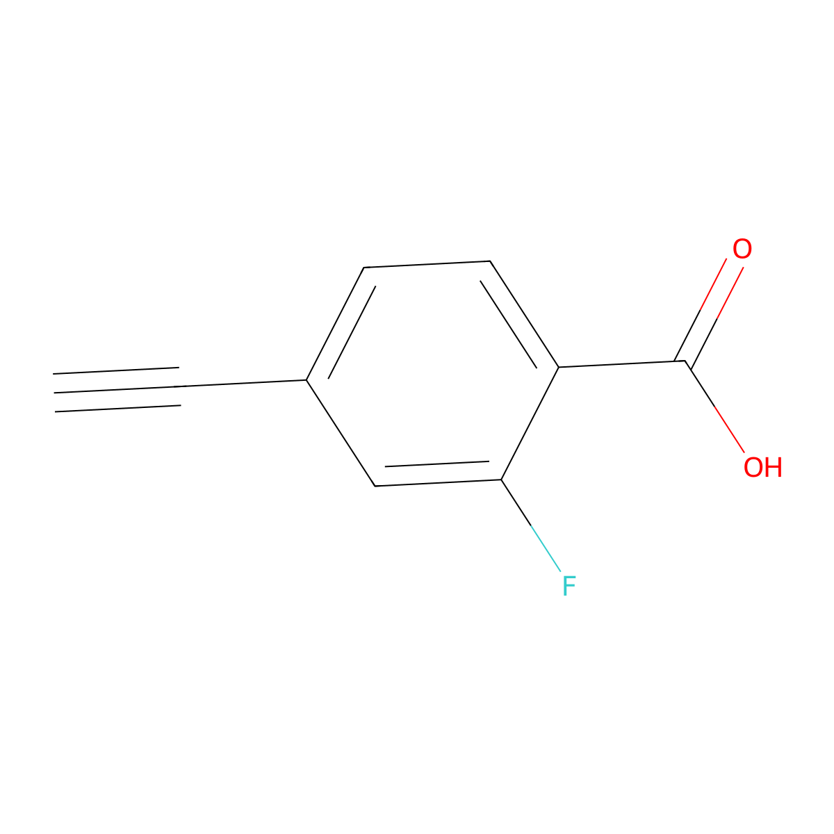 4-Ethynyl-2-fluorobenzoic acid molecular structure, CAS 736117-41-2