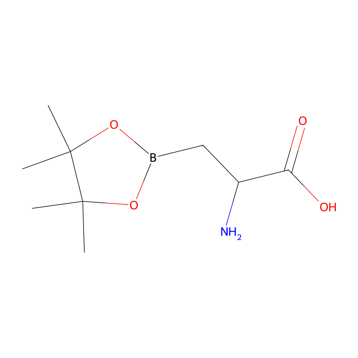 2-Amino-3-(tetramethyl-1,3,2-dioxaborolan-2-yl)propanoic acid molecular structure, CAS 736121-48-5