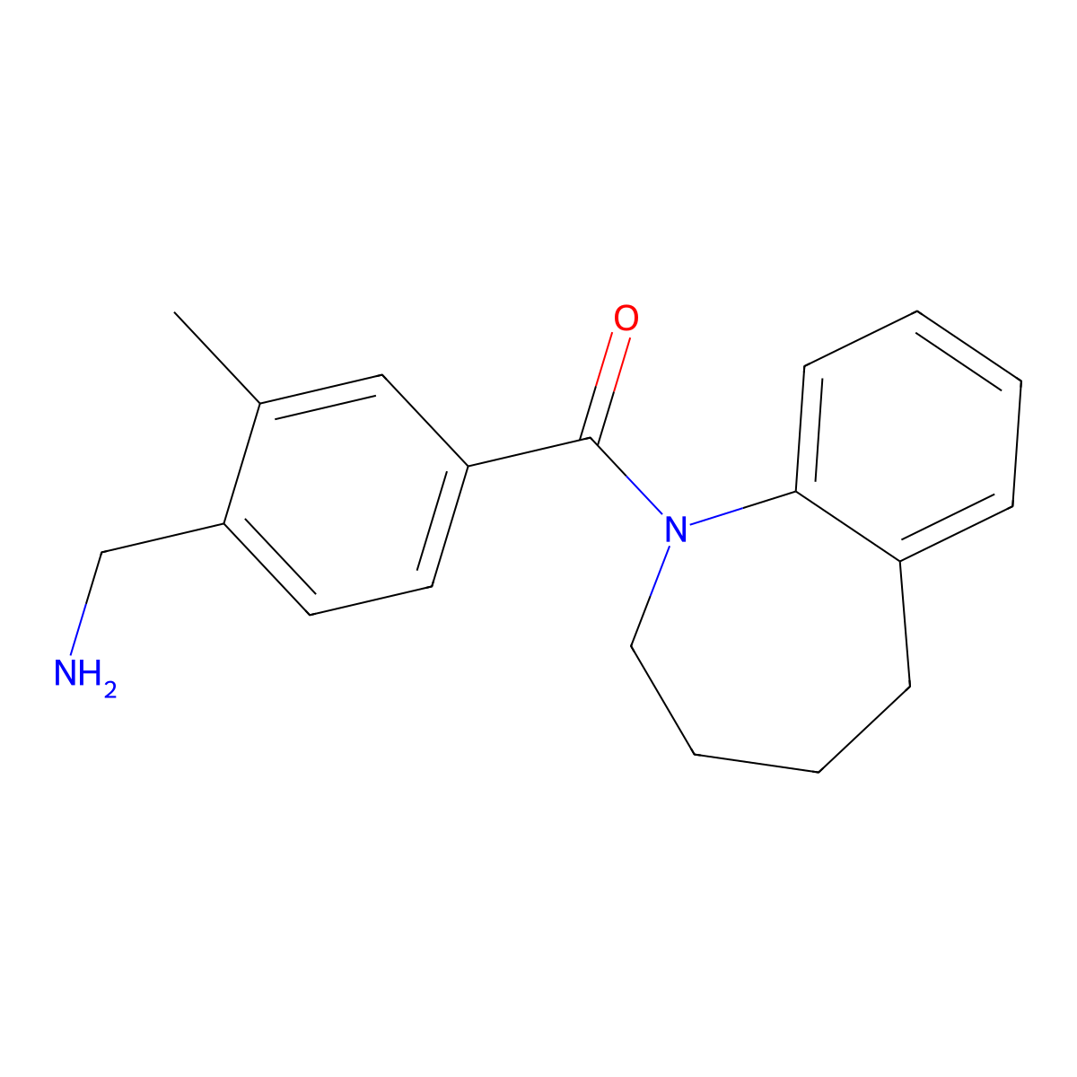 (4-(Aminomethyl)-3-methylphenyl)(2,3,4,5-tetrahydro-1H-benzo[b]azepin-1-yl)methanone molecular structure, CAS 736127-06-3