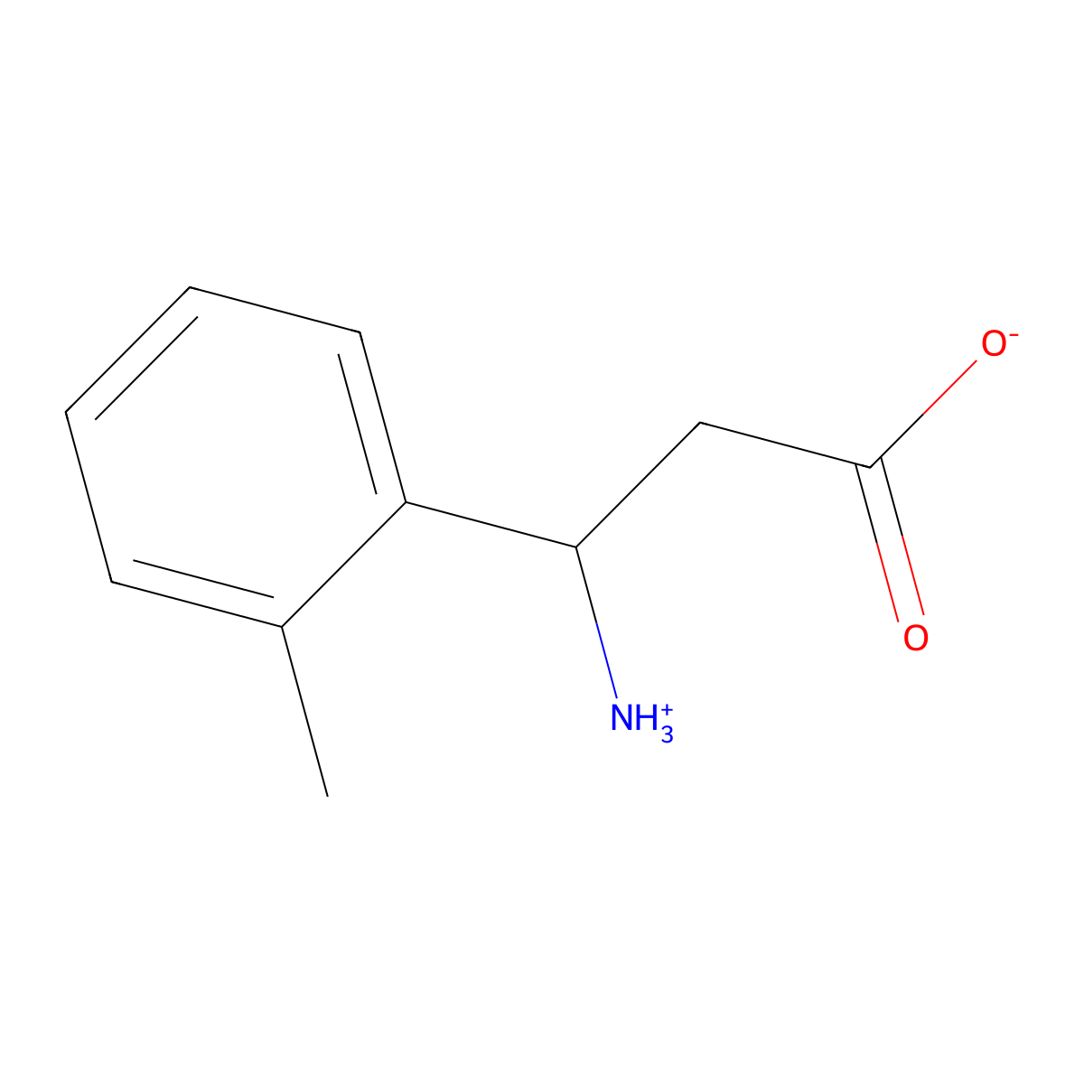 (3S)-3-azaniumyl-3-(2-methylphenyl)propanoate molecular structure, CAS 736131-48-9