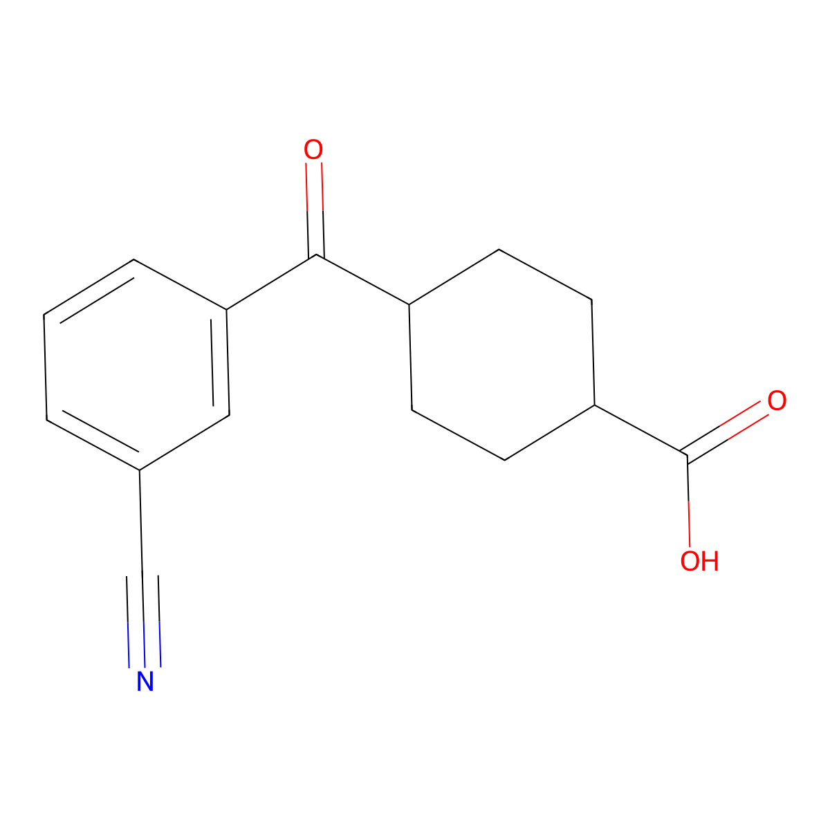cis-4-(3-Cyanobenzoyl)cyclohexane-1-carboxylic acid molecular structure, CAS 736136-08-6