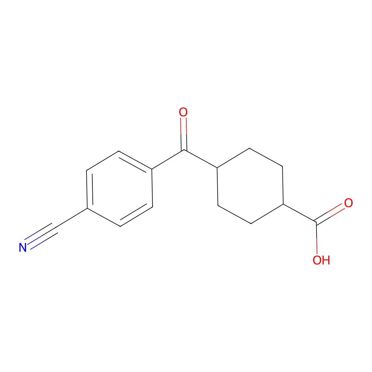 trans-4-(4-Cyanobenzoyl)cyclohexane-1-carboxylic acid molecular structure, CAS 736136-09-7
