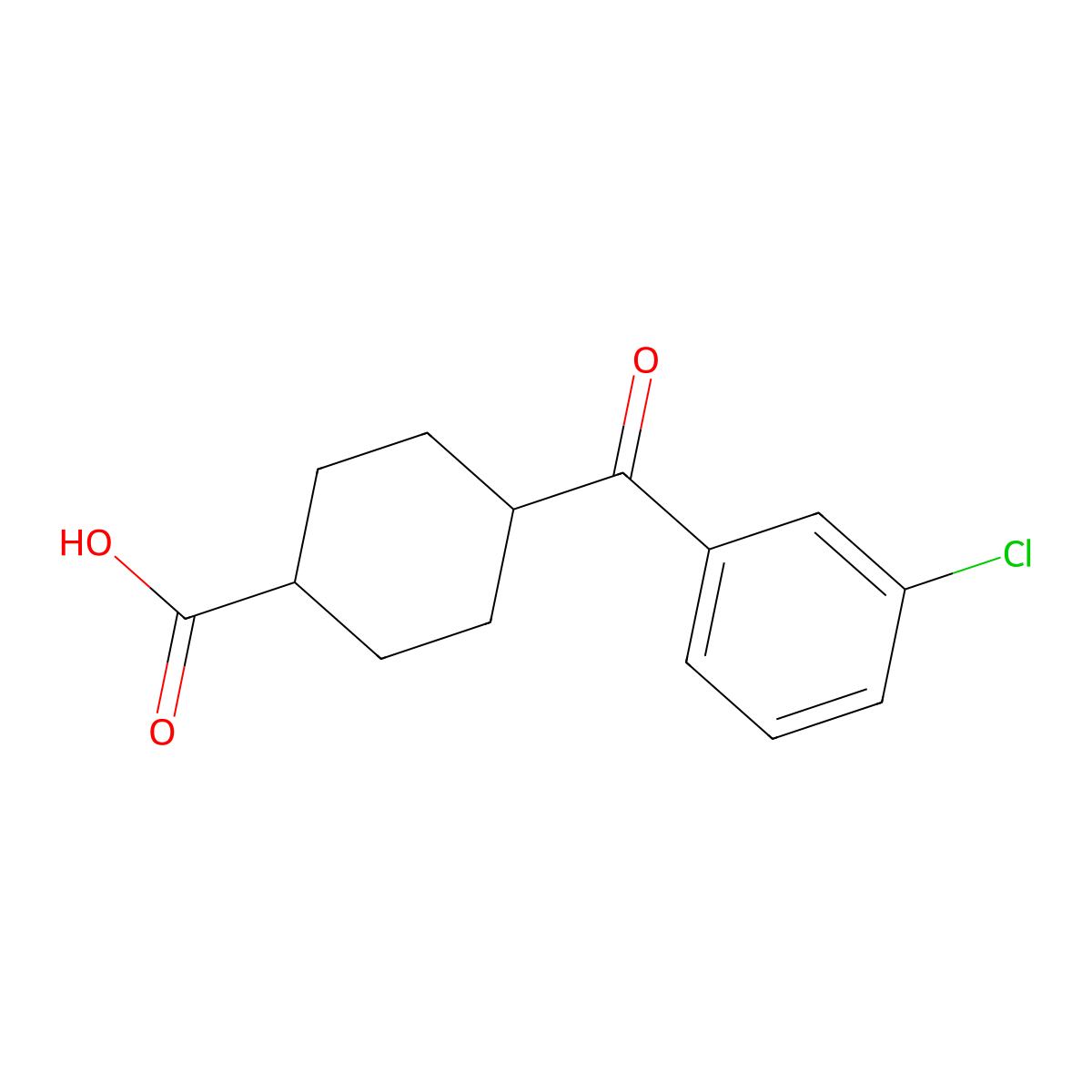 trans-4-(3-Chlorobenzoyl)cyclohexane-1-carboxylic acid molecular structure, CAS 736136-16-6