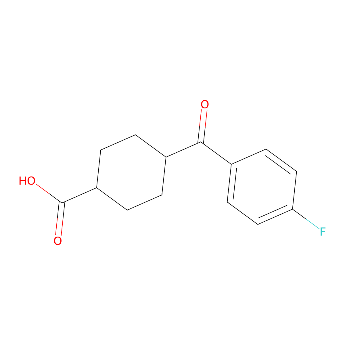 trans-4-(4-Fluorobenzoyl)cyclohexane-1-carboxylic acid molecular structure, CAS 736136-19-9