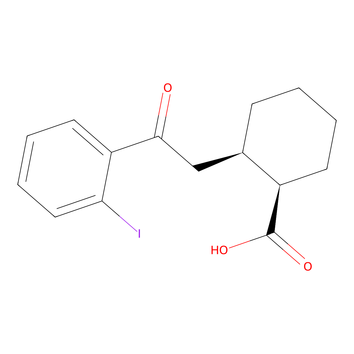 cis-2-[2-(2-Iodophenyl)-2-oxoethyl]cyclohexane-1-carboxylic acid molecular structure, CAS 736136-47-3