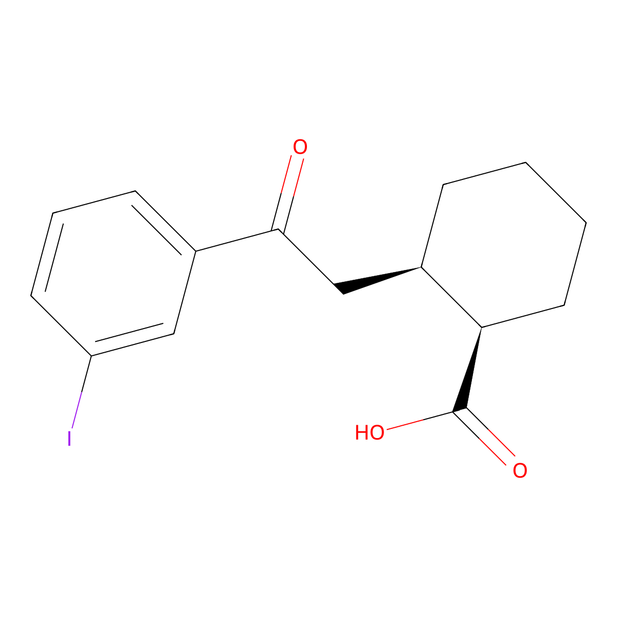 cis-2-[2-(3-Iodophenyl)-2-oxoethyl]cyclohexane-1-carboxylic acid molecular structure, CAS 736136-48-4