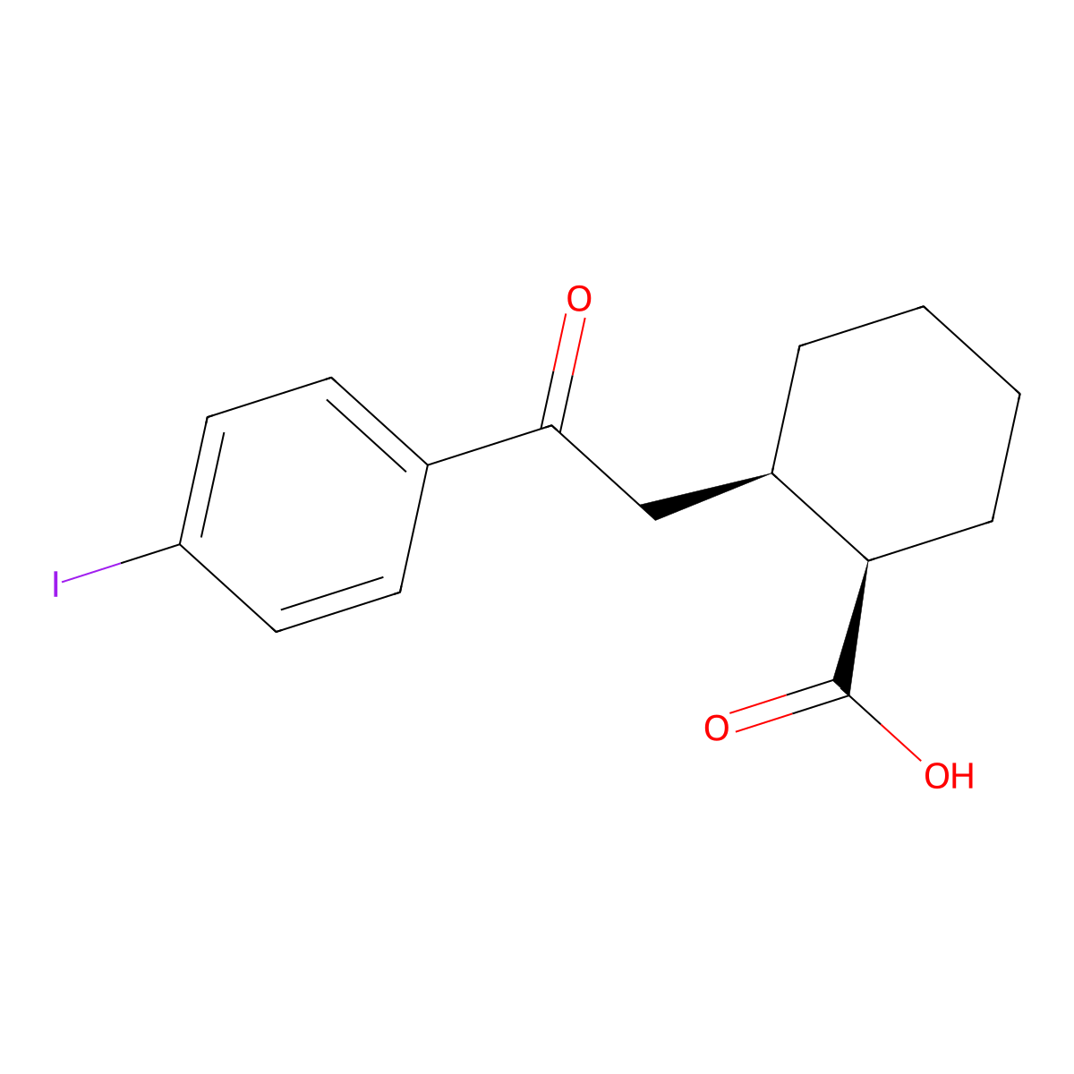 cis-2-[2-(4-Iodophenyl)-2-oxoethyl]cyclohexane-1-carboxylic acid molecular structure, CAS 736136-49-5