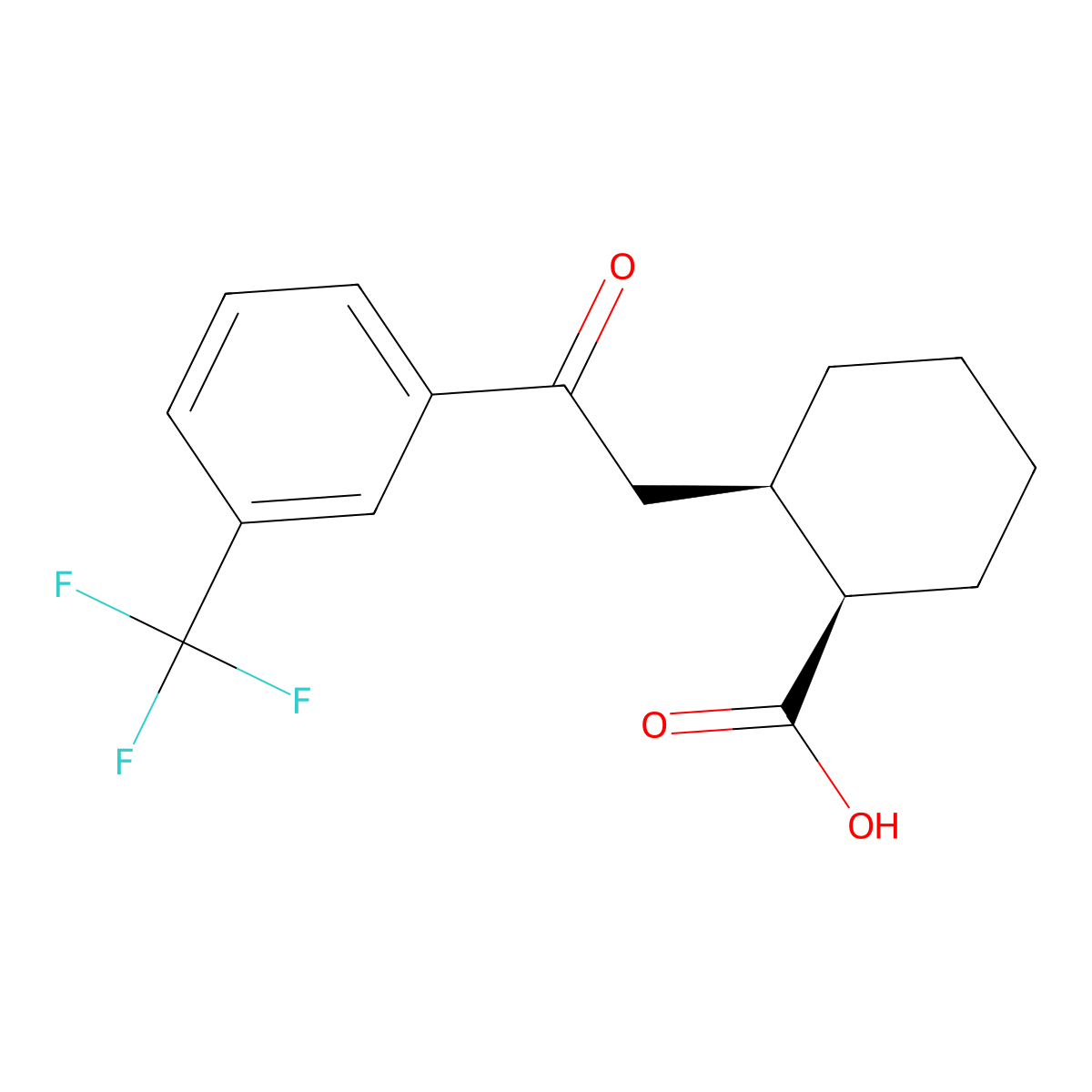 cis-2-[2-Oxo-2-(3-trifluoromethylphenyl)ethyl]cyclohexane-1-carboxylic acid molecular structure, CAS 736136-51-9