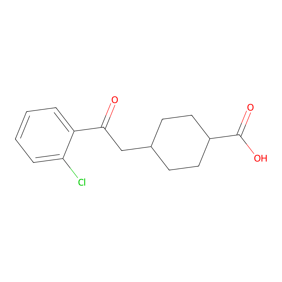 cis-4-[2-(2-Chlorophenyl)-2-oxoethyl]-cyclohexane-1-carboxylic acid molecular structure, CAS 736136-57-5
