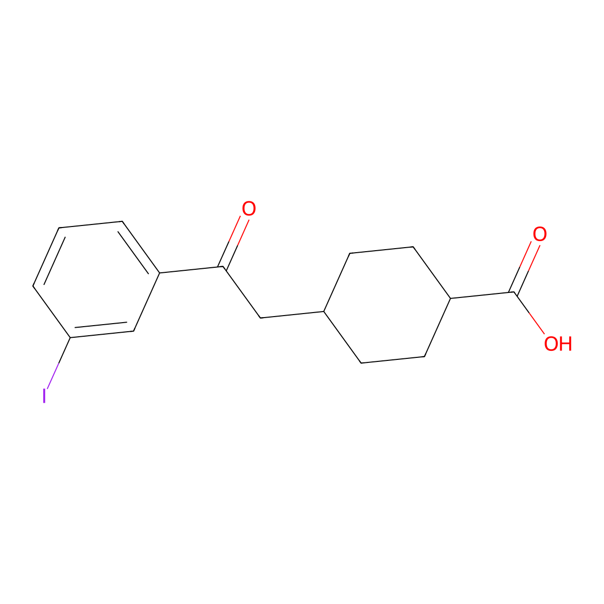 cis-4-[2-(3-Iodophenyl)-2-oxoethyl]-cyclohexane-1-carboxylic acid molecular structure, CAS 736136-60-0