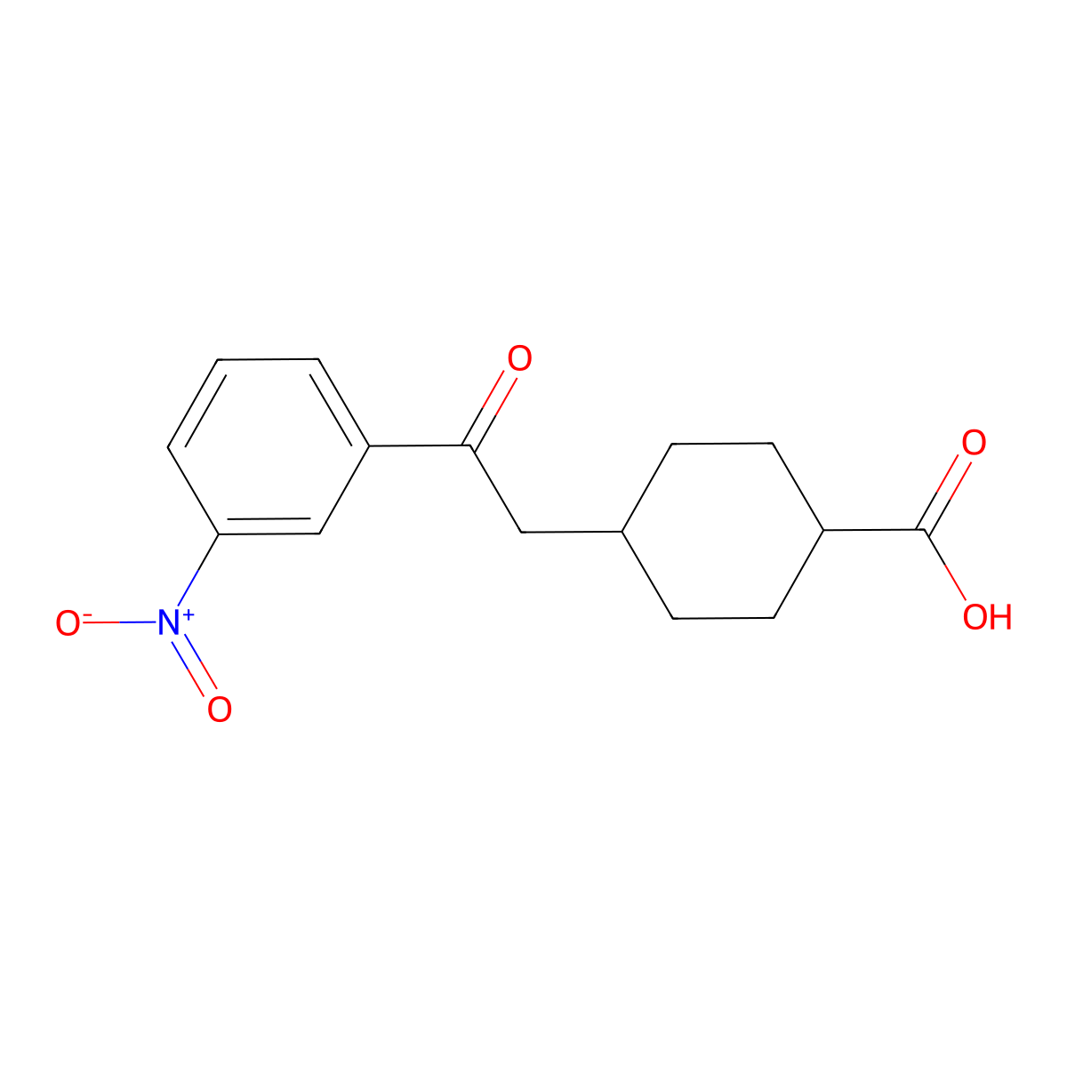 cis-4-[2-Oxo-2-(3-nitrophenyl)ethyl]-cyclohexane-1-carboxylic acid molecular structure, CAS 736136-66-6