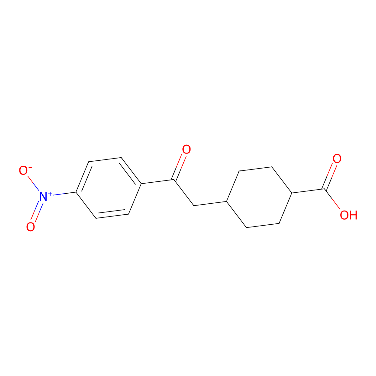 cis-4-[2-Oxo-2-(4-nitrophenyl)ethyl]-cyclohexane-1-carboxylic acid molecular structure, CAS 736136-67-7