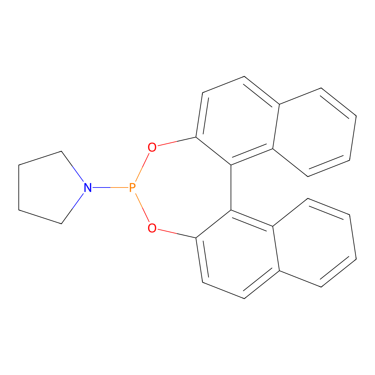 (R)-1-(Dinaphtho[2,1-d:1',2'-f][1,3,2]dioxaphosphepin-4-yl)pyrrolidine molecular structure, CAS 736142-26-0