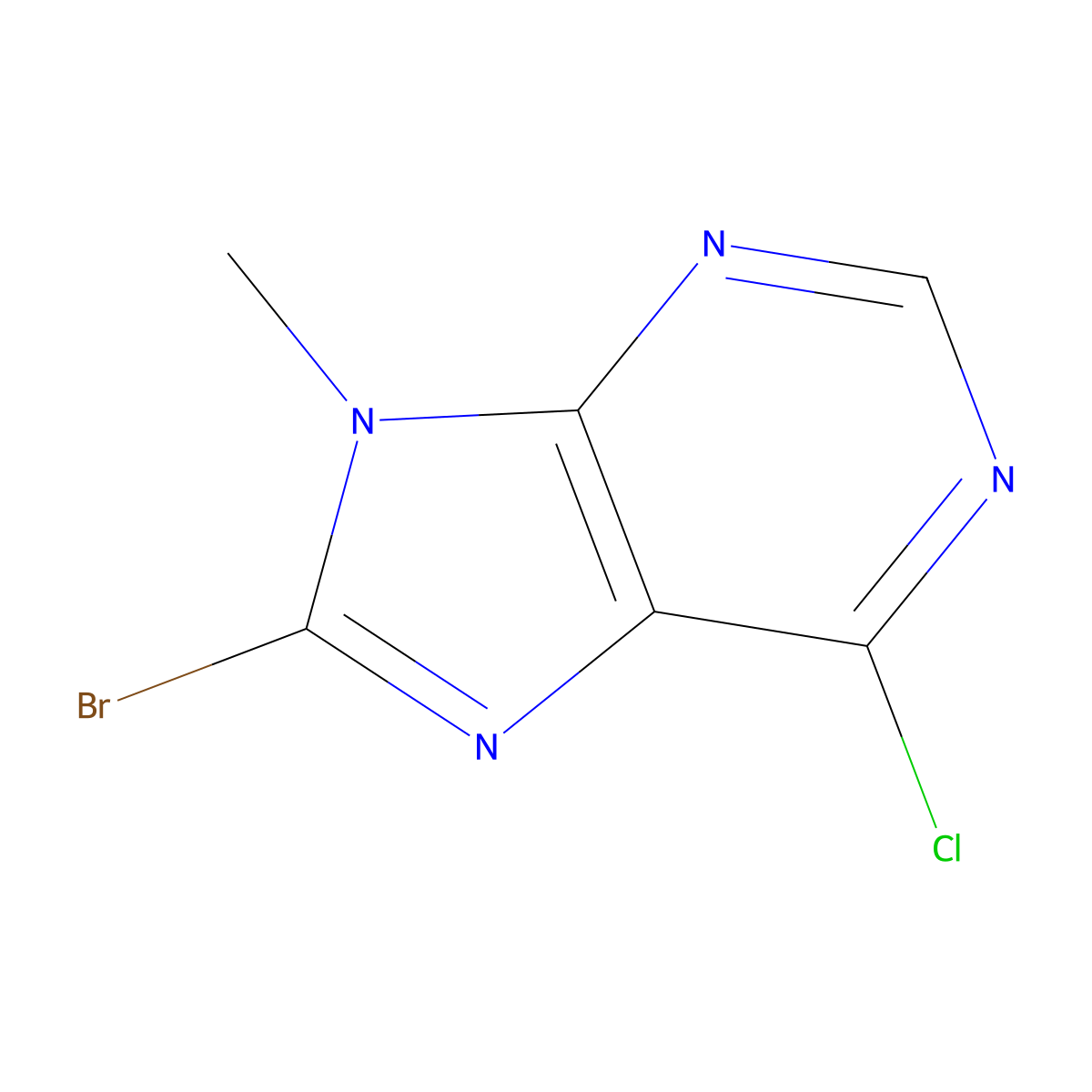 8-Bromo-6-chloro-9-methyl-9H-purine molecular structure, CAS 736142-86-2