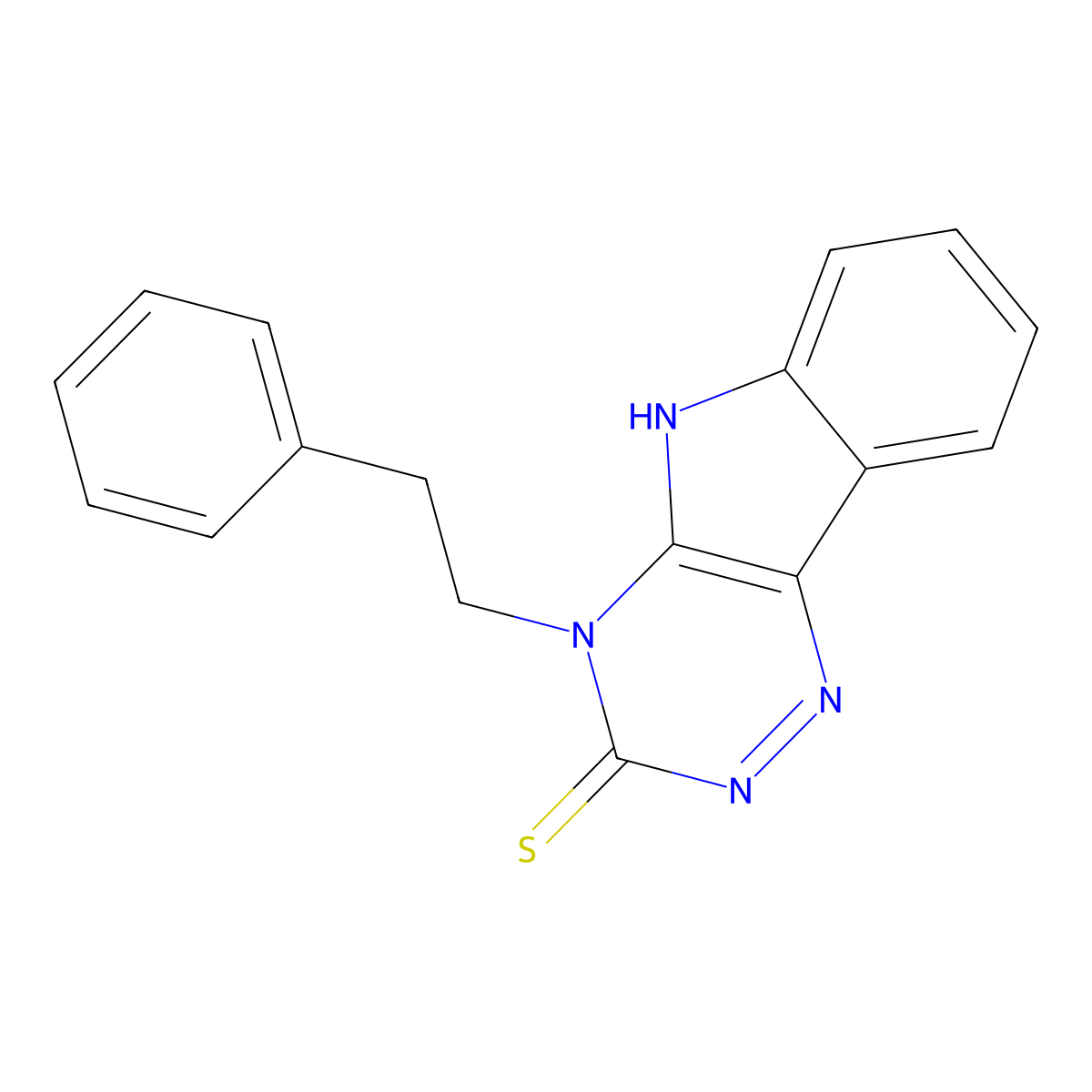 4-(2-phenylethyl)-4H-[1,2,4]triazino[5,6-b]indole-3-thiol molecular structure, CAS 736146-16-0