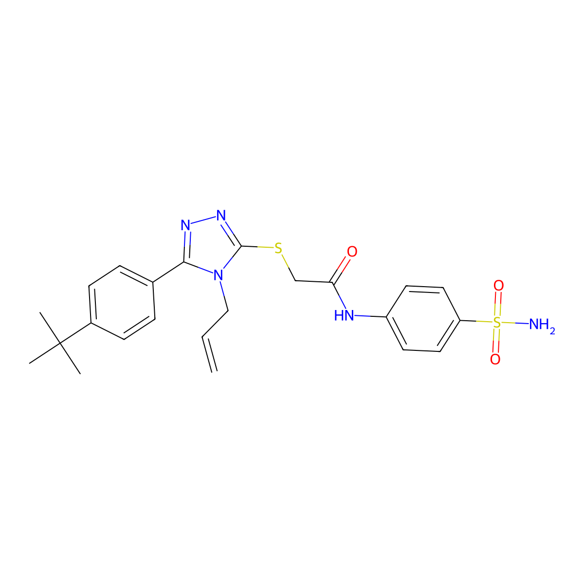 2-{[5-(4-tert-butylphenyl)-4-(prop-2-en-1-yl)-4H-1,2,4-triazol-3-yl]sulfanyl}-N-(4-sulfamoylphenyl)acetamide molecular structure, CAS 736147-64-1