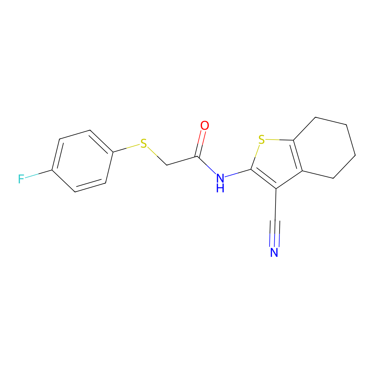 N-(3-cyano-4,5,6,7-tetrahydro-1-benzothiophen-2-yl)-2-[(4-fluorophenyl)sulfanyl]acetamide molecular structure, CAS 736149-61-4