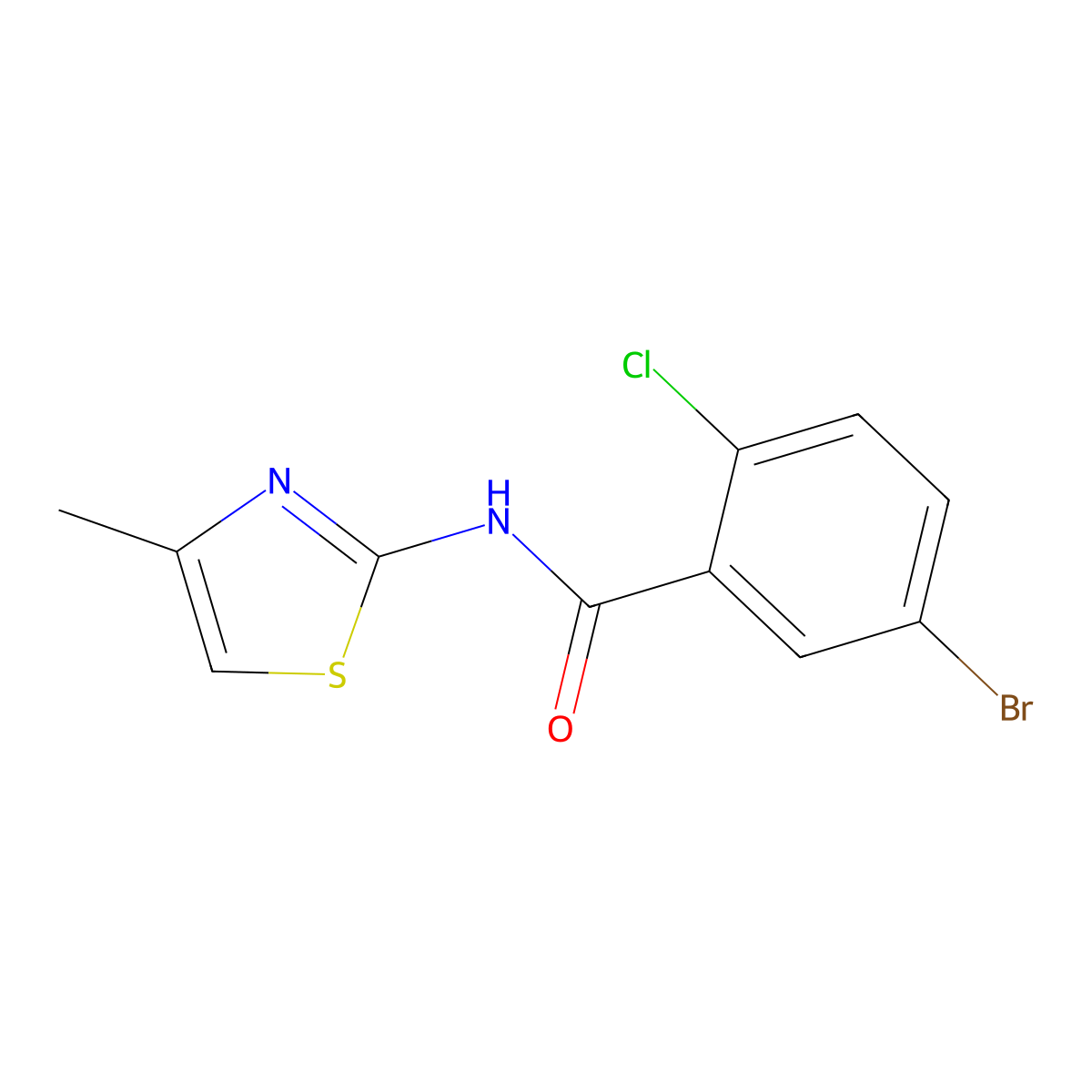 5-Bromo-2-chloro-N-(4-methylthiazol-2-yl)benzamide molecular structure, CAS 736149-93-2